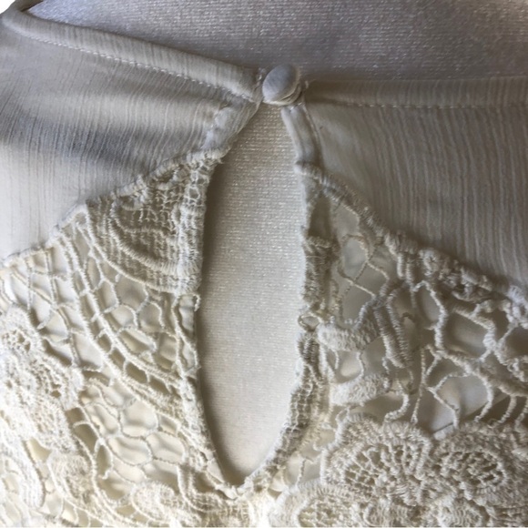 Alice and Olivia Blouse Lace Accents Women M OffWhite Long Sleeves Bateau Neck - Picture 6 of 10